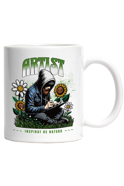 StoryGift Romania Cana artist in natura inspiratie vegetatie, 330ml, Ceramic ...