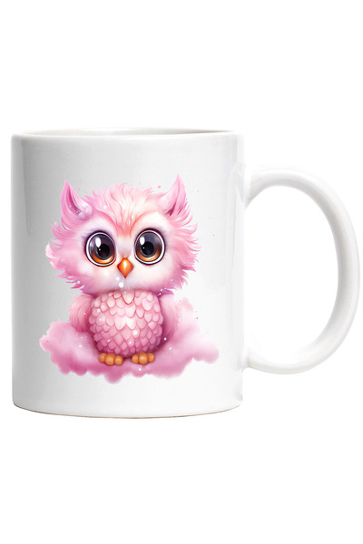 StoryGift Romania Cana cu o bufnita micuta | ilustratie | roz | surprinsa | s...