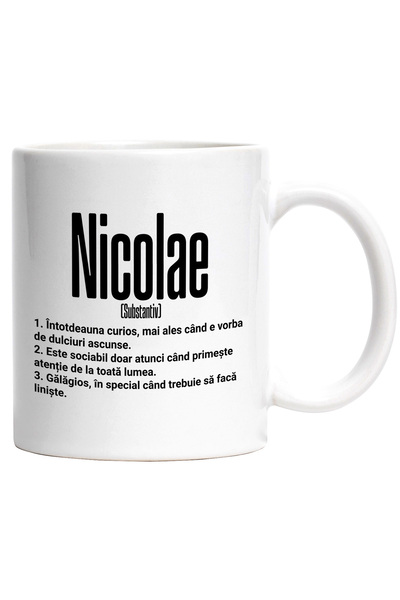 StoryGift Romania Cana Cu Numele Nicolae, Cu Mesaj Amuzant, Curios, Sociabil,...