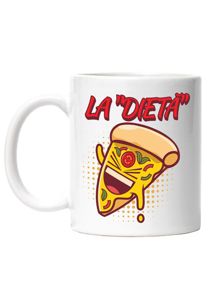 StoryGift Romania Cana cu Felie DE Pizza Fericita Razand Text La "Dieta" Copi...