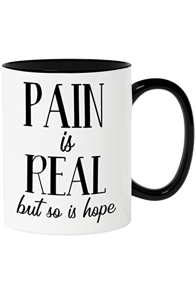 StoryGift Romania Cana cu textul "Pain is real, but so is hope" - durerea e reala, dar la fel e si, Cu Maner Negru