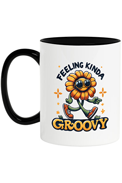 StoryGift Romania Cana cu mesajul "Feeling kinda groovy", stilul hippie, cult...