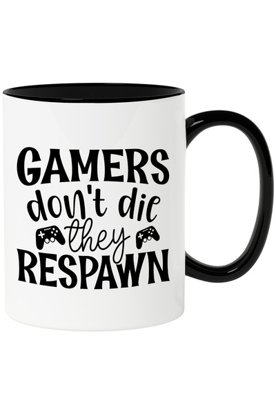 StoryGift Romania Cana cu textul "Gamers don't die, they respawn" - jucatorii...