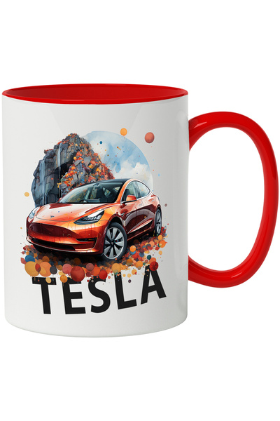 StoryGift Romania Cana Cu Masina, Tesla, Stanci, Buline, Cer, Nori, Multicolo...