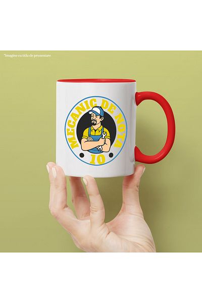 StoryGift Romania Best Mechanic Man Mug, 10th Grade, 330ml, Ceramic with Red Handle, With R Handle, STG