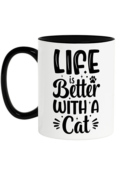 StoryGift Romania Cana pentru iubitorii de pisici cu textul "Life is better w...