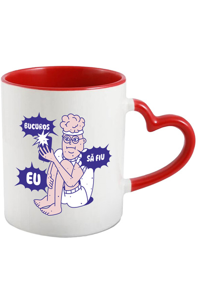 StoryGift Romania Cana tip cu telefon bucuros a fiu eu, 330ml, Ceramica cu Ma...