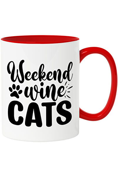 StoryGift Romania Cana cu textul in engleza "Weekend, wine, cats" - sfarsit d...