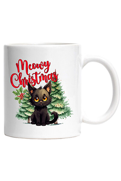 StoryGift Romania Cana cu pisoi negru cu mesajul "Meowy Christmas", Craciun f...