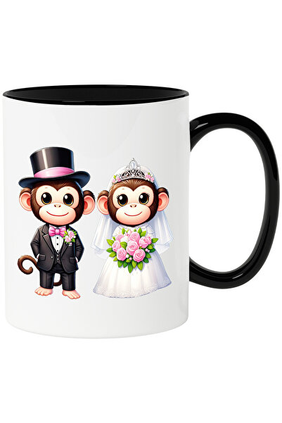 StoryGift Romania Cana cu 2 maimute la nunta | ilustratie | rochie de mireasa...