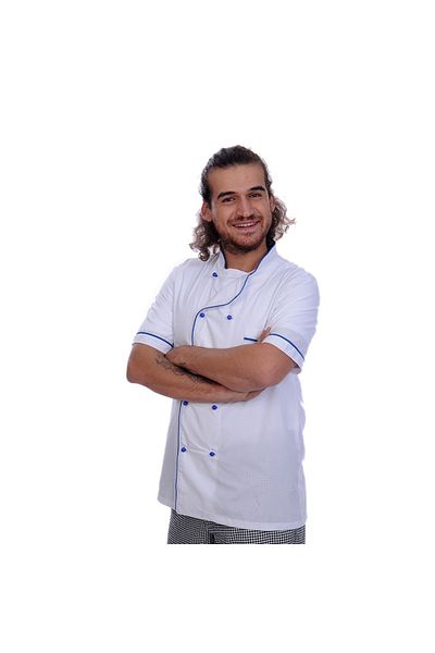 FORMTEKS Cook Jacket Short Sleeve Sax Ribbed