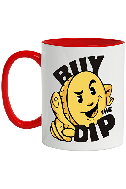 StoryGift Romania Cana Cu Mesaj In Engleza Buy The Dip, Moneda, Deget, Maini, Multicolor 330 ml, C, Cu Maner Rosu