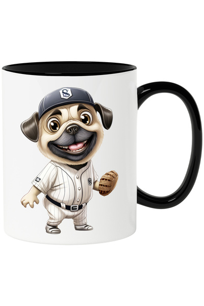 StoryGift Romania Cana cu un catel Pug care joaca baseball | manusa | prinde ...
