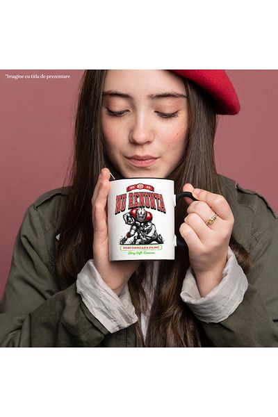 StoryGift Romania Mug with Aggressive American Football Game Kids Sport Don't Give Up Perform Daily, , With Black Handle