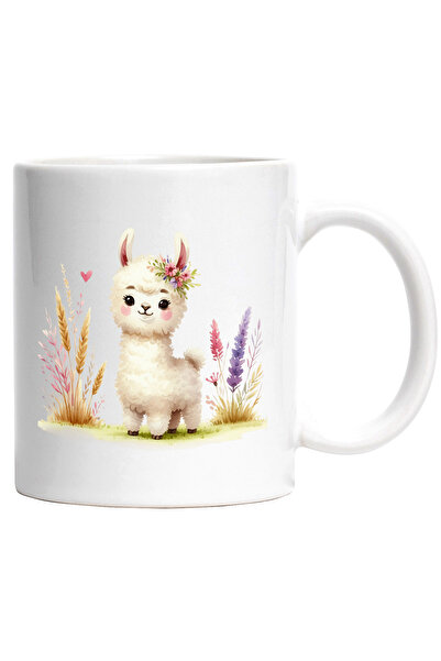 StoryGift Romania Cana cu o Llama imbujorata | ilustratie | grau | plante | f...