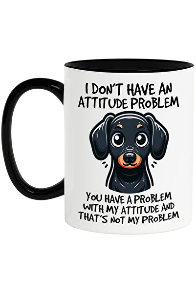 StoryGift Romania Cana cu catelus negru cu mesajul "I don't have an attitude ...