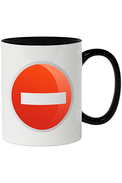 StoryGift Romania Cana Cu Semn, Cana Cu No Entry, Interzis, Cerc, Simbol, Multicolor 330 ml, Cera, Cu Maner Negru