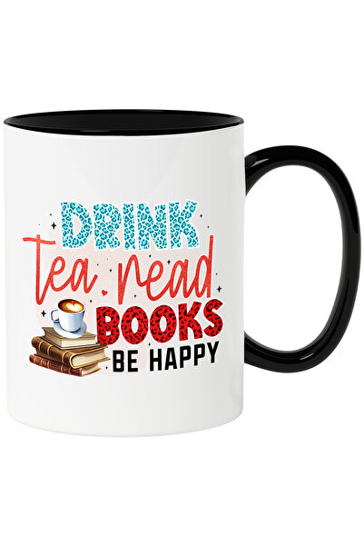 StoryGift Romania Cana cu mesajul "Drink tea, read books, be happy", carte, i...