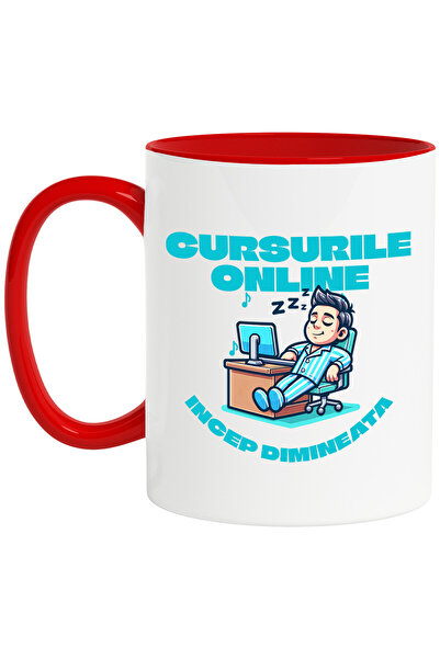 StoryGift Romania Cana cu Barbat In Pijama La Birou Dormind Text Cursurile On...