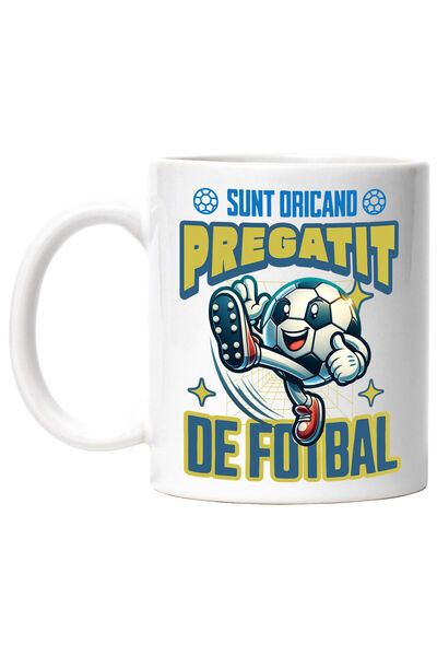 StoryGift Romania Cana cu Minge De Fotbal Vesela Cu Picioare Sport Teren Moti...