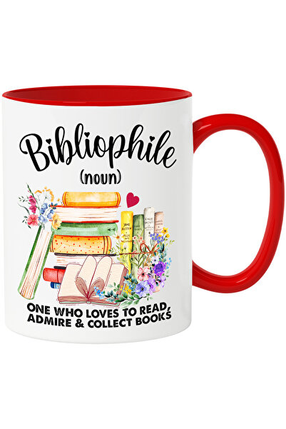 StoryGift Romania Cana cu teancuri de carti cu mesajul "Bibliophile (noun) - ...