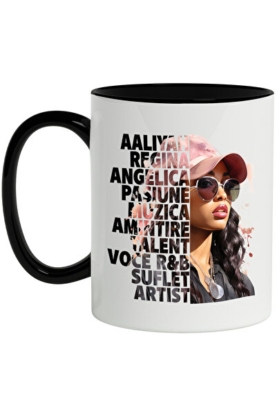 StoryGift Romania Cana Cu Aaliyah, Regina, Angelica, Pasiune, Muzica, Multicolor 330 ml, Ceramica , Cu Maner Negru