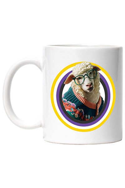 StoryGift Romania Cana Cu Oaie, Cerv, Pulover Tricotat, Ochelari, Multicolor ...