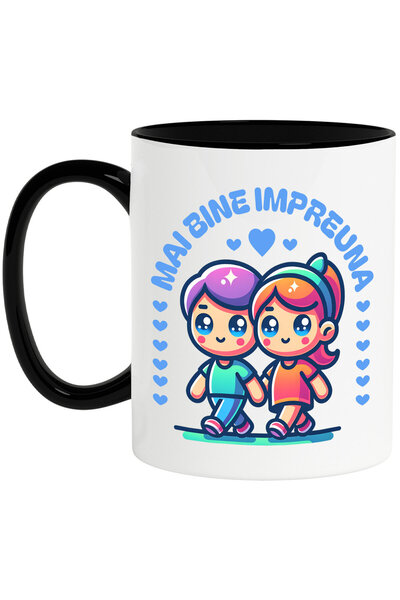 StoryGift Romania Cana cu Cuplu Animat Fericit Plimbare Text Mai bine Impreun...