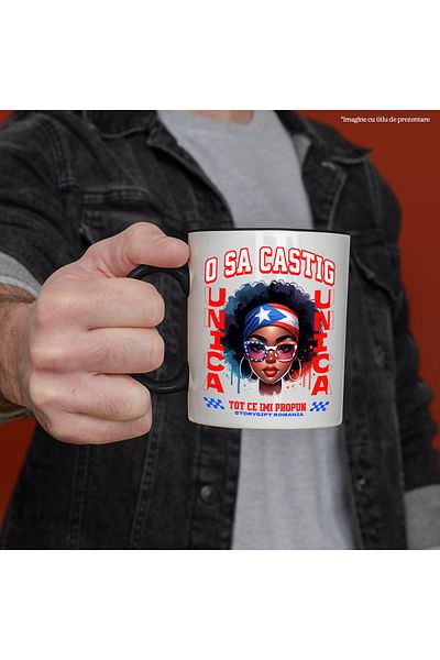 StoryGift Romania Girl Motivational Message Mug Text I Will Win Everything I Set My Mind To, 330ml, Ceramic c, With