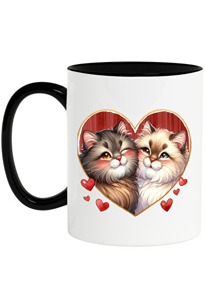 StoryGift Romania Cana cu 2 pisici blanoase | ilustratie | alba | neagra | in...