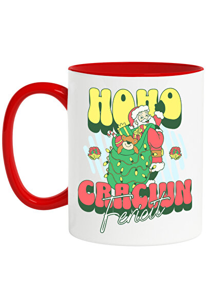 StoryGift Romania Cana cu Mos Craciun Cu Sac Verde Cadouri Colorate Text Hoho...