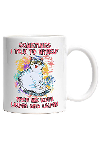 StoryGift Romania Cana cu pisica cu mesajul "Sometimes I talk to myself, then...