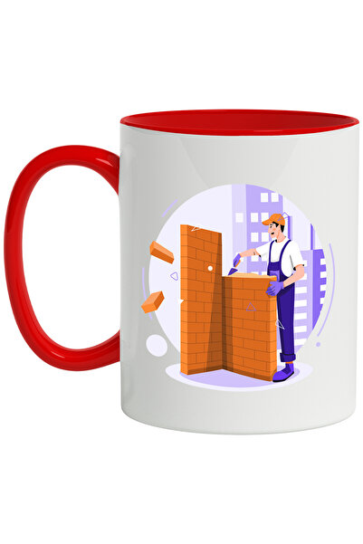 StoryGift Romania Cana Cu Santier, Zid, Caramida, Muncitor, Multicolor 330 ml...