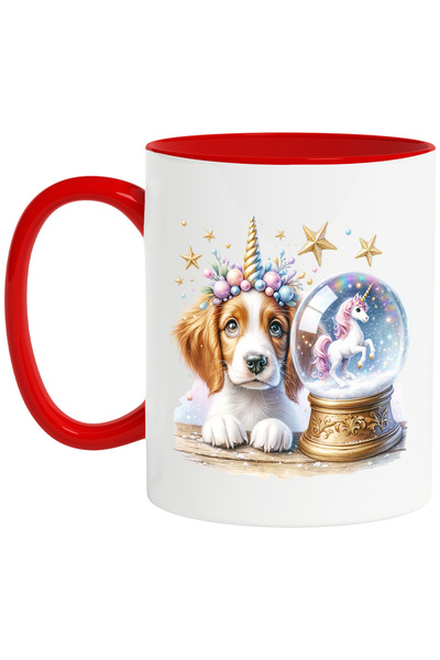 StoryGift Romania Cana cu un catel care are un globulet cu un unicorn in inte...