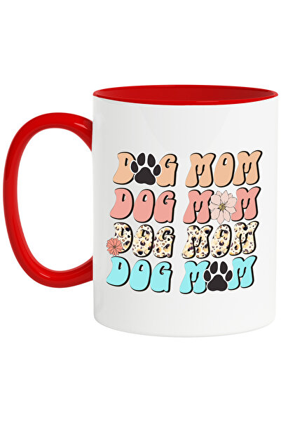 StoryGift Romania Cana cu mesajul "Dog Mom", ilustratie, caine, mama, floari,...