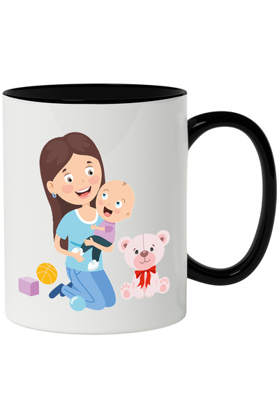 StoryGift Romania Cana Cu Baiat, Bancnote, Monede, Sac, Dolari, Pusculita, Multicolor 330 ml, Cera, Cu Maner Negru