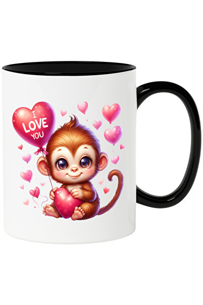 StoryGift Romania Cana cu o maimutica fericita care tine o inima | ilustratie...