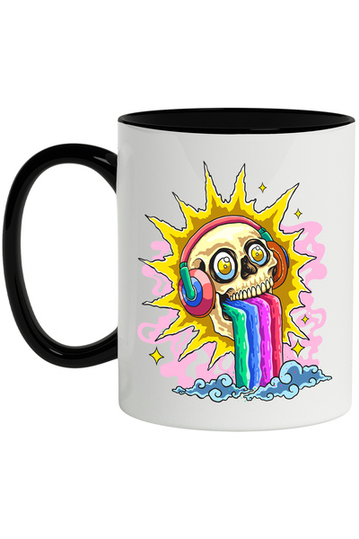 StoryGift Romania Cana Cu Craniu, Casti, Curcubeu, Soare, Multicolor 330 ml, ...