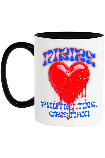 StoryGift Romania Cana cu Inima Rosie Stralucitoare Curgatoare Text Iubire Pe...