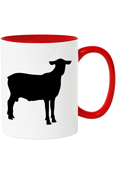 StoryGift Romania Cana cu o caprita - animal domestic cu Maner Rosu, Cu Maner...