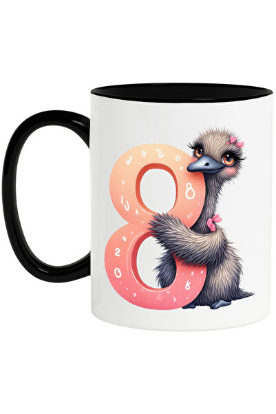 StoryGift Romania Cana cu cifra 8, ilustratie, pentru copii, strut, scoala, e...