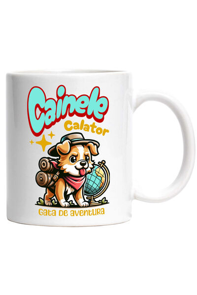 StoryGift Romania Cana cu Caine Gata De Aventura Cu rucsac De Drumetie Text C...