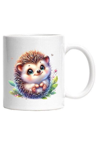 StoryGift Romania Cana cu un pui de arici vesel | ilustratie | plante | frunz...