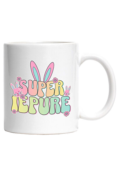 StoryGift Romania Cana cu Iubitorii De Iepuri Urechi Lungi Colorate Text Super Iepure, Sarbatori P, Cu Maner Alb