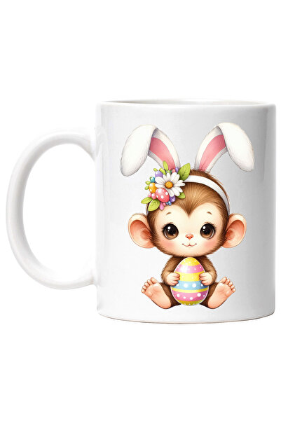 StoryGift Romania Cana cu o maimutica vesela, ilustratie, ou vopsit, urechi d...