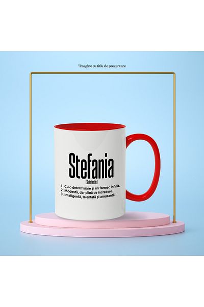 StoryGift Romania Mug With Name Stefania, and Motivational Message, Determination, Modest, Intelligent, With, STG