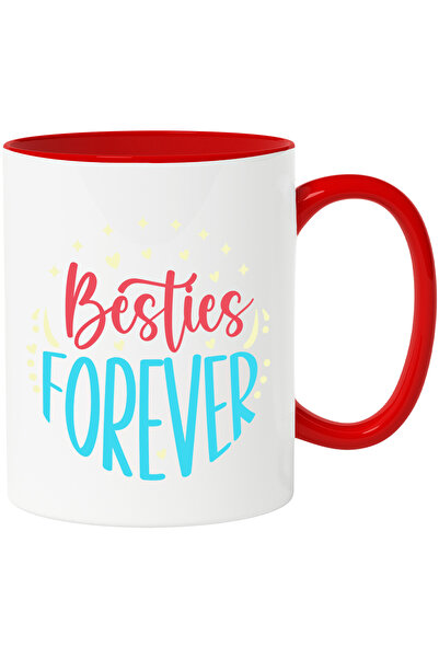 StoryGift Romania Best friends forever mug - hearts with red handle, with red...