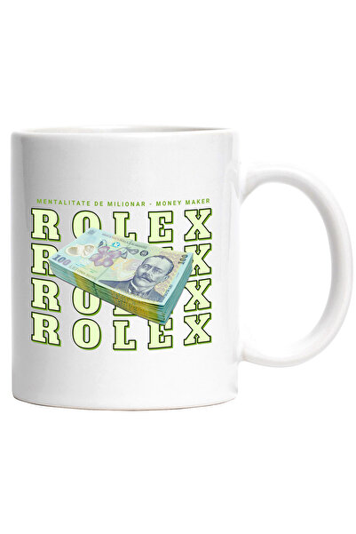 StoryGift Romania Cana _Rolex_ - 100 Lei Romanesti, 330ml, Ceramic cu Maner A...