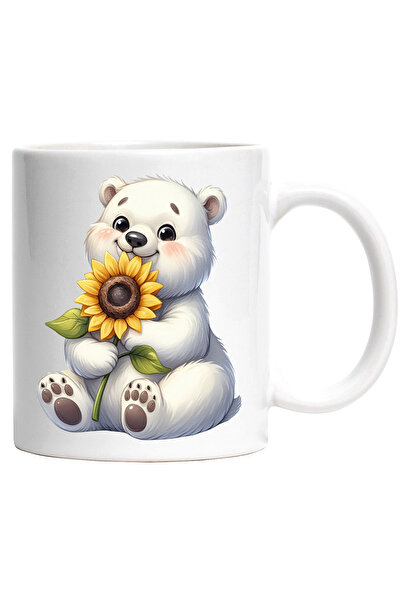 StoryGift Romania Cana cu un urs polar care tine o floare | ilustratie | floa...