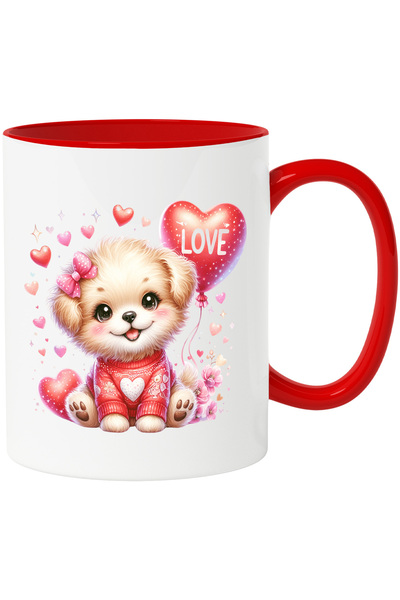 StoryGift Romania Cana cu un catelus foarte fericit | ilustratie | inimi | ba...